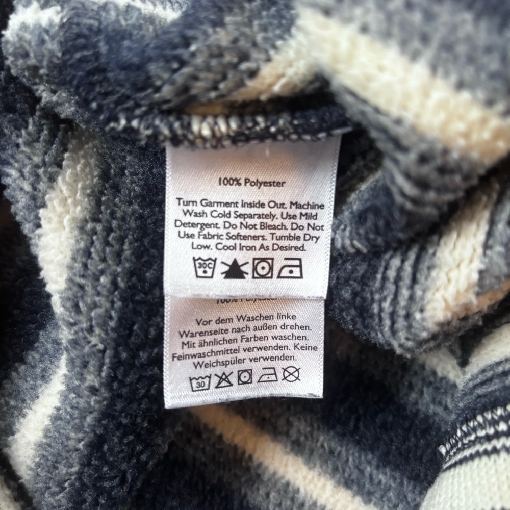 Eddie Bauer Half Snap Pullover Hoodie Blue Gray White Stripes Outdoor Preppy XL - Picture 8 of 8